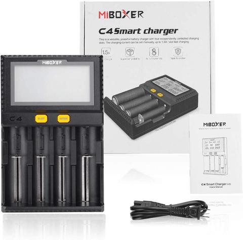 Miboxer C4  LCD Smart Battery Charger With  Car for Li-ion/IMR/INR/ICR/LiFePO4 18650 14500 26650 100-800mah discharger ► Photo 1/6