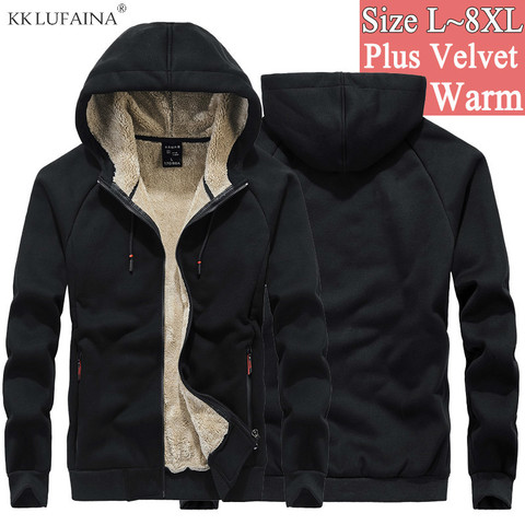 Mens Cotton Winter Super Warm Coats Thicken fleece streetwear hip hop Hoodies Sweatshirts Men wool Sportswear Sudadera 7XL 8XL ► Photo 1/6