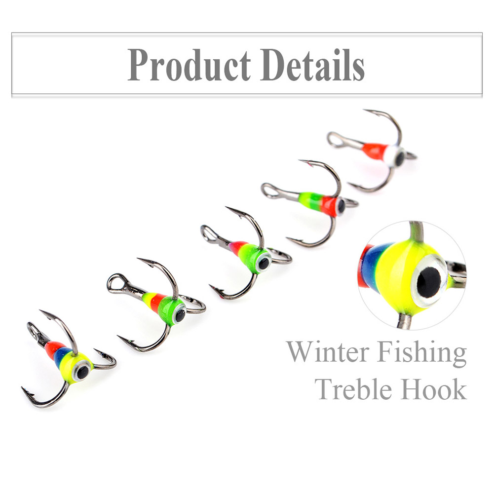 8# 10# 12# 14# Winter Ice Fishing Hooks Three-jaw Hook Carbon Steel Tackle Tools 