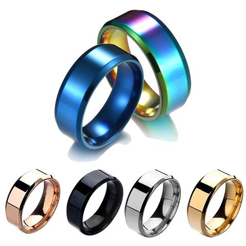 Fashion Simple Unisex Lovers Stainless Steel Mirror Finger Rings Jewelry Gifts Mirror Simple Lovers' Gift Good Glossiness Rings ► Photo 1/6