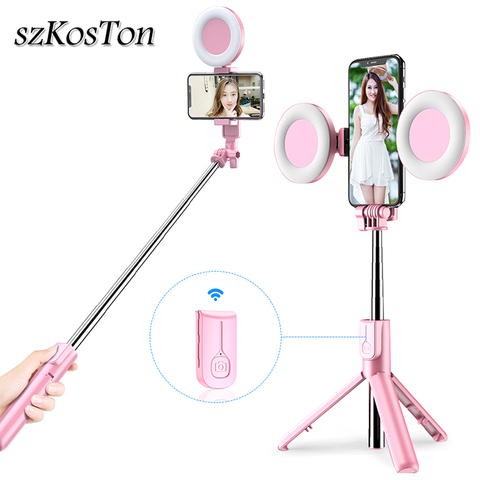 New Wireless Bluetooth Selfie Stick Tripod LED Ring Light Foldable Handheld Monopod Shutter Remote Tripod For iPhone 11 Huawei ► Photo 1/6