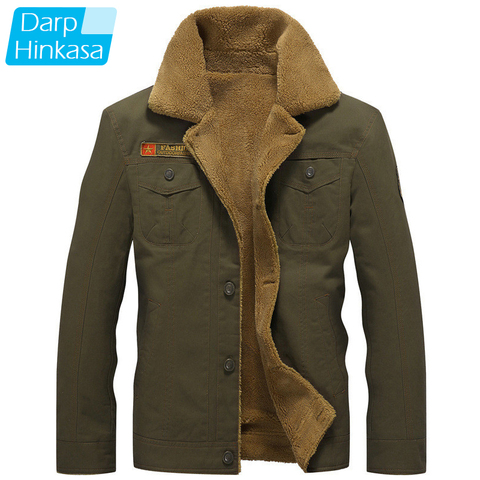 DARPHINKASA 2022 Winter Bomber Jacket Men Air Force Pilot Jacket Warm Men Fur Collar Men Army Tactical Fleece Jacket ► Photo 1/6