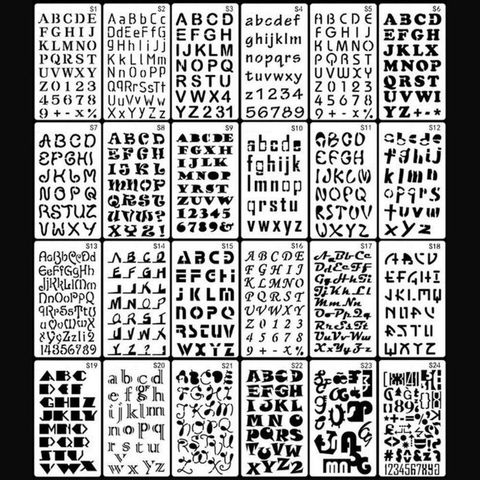 24pcs/set Alphabet Letters Drawing Template Stencil Painting Embossing Scrapbook ► Photo 1/5