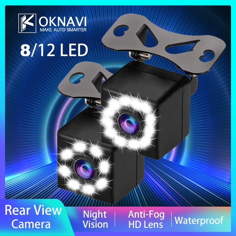 OKNAVI HD Car Rear View Universal Backup Parking Vehicle Back Camera with Power Cable 8 12 LED Night Vision 170 Wide Angle Cam ► Photo 1/6