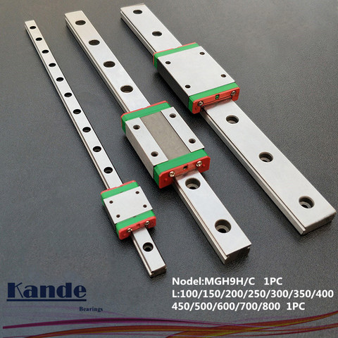 MGN9 CNC 9mm miniature linear rail guide  MGN9C L100 - 600 mm MGN9 linear block carriage or MGN9H narrow carriage ► Photo 1/6