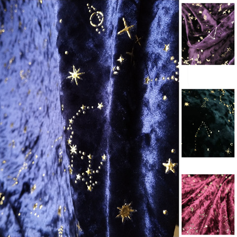 Fantastic Moon Star Sky Soft Velvet Fabric Solid Gilding DIY Sewing Handmade Bag Dress Material 3D Bronzing Tissu Telas 90x160cm ► Photo 1/3