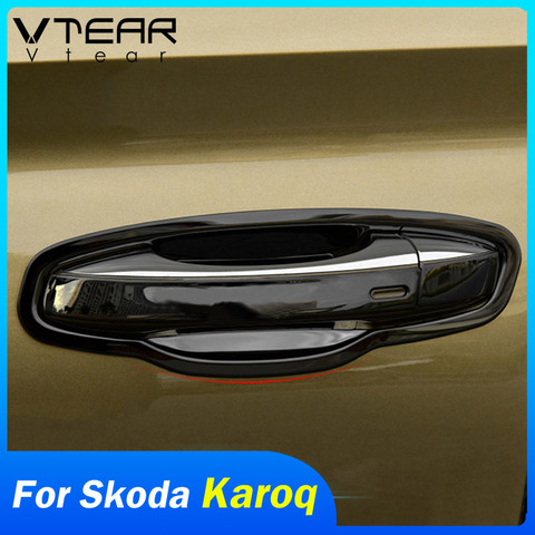 Vtear For Skoda Karoq door handle cover chrome trim exterior chromium styling stainless steel door bowl accessories parts 2022 ► Photo 1/6