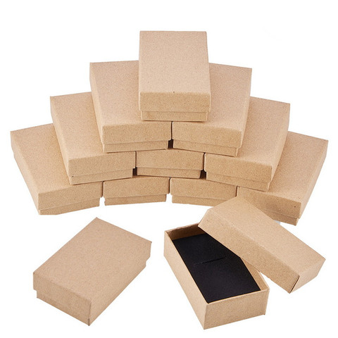 24pcs Retro Kraft Jewelry Box with Sponge Inside Gift Cardboard Boxes for Ring Necklace Earring jewelry display Packaging Box ► Photo 1/6