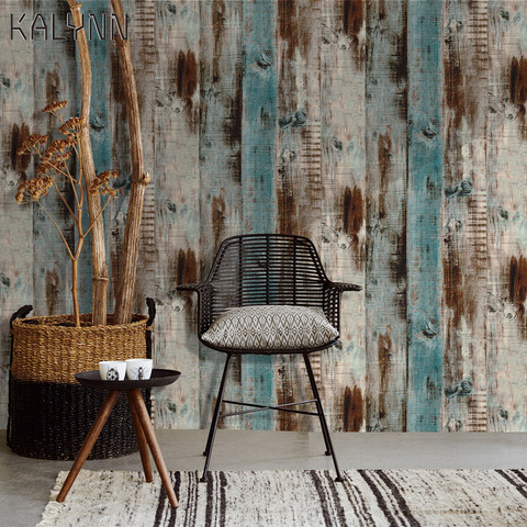 Vintage Wood Self Adhesive Paper Removable Peel Stick Wallpaper Blue Wood Panel Interior Film Leave No Trace Surfaces Easy Clean ► Photo 1/6