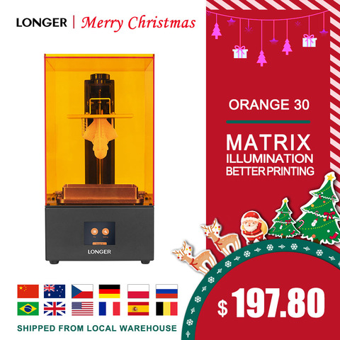 LONGER Orange 30 3D Printer High Precision SLA 3D Printer with 2K LCD Screen Parallel UV LED Lighting 405nm UV Resin Printer ► Photo 1/6