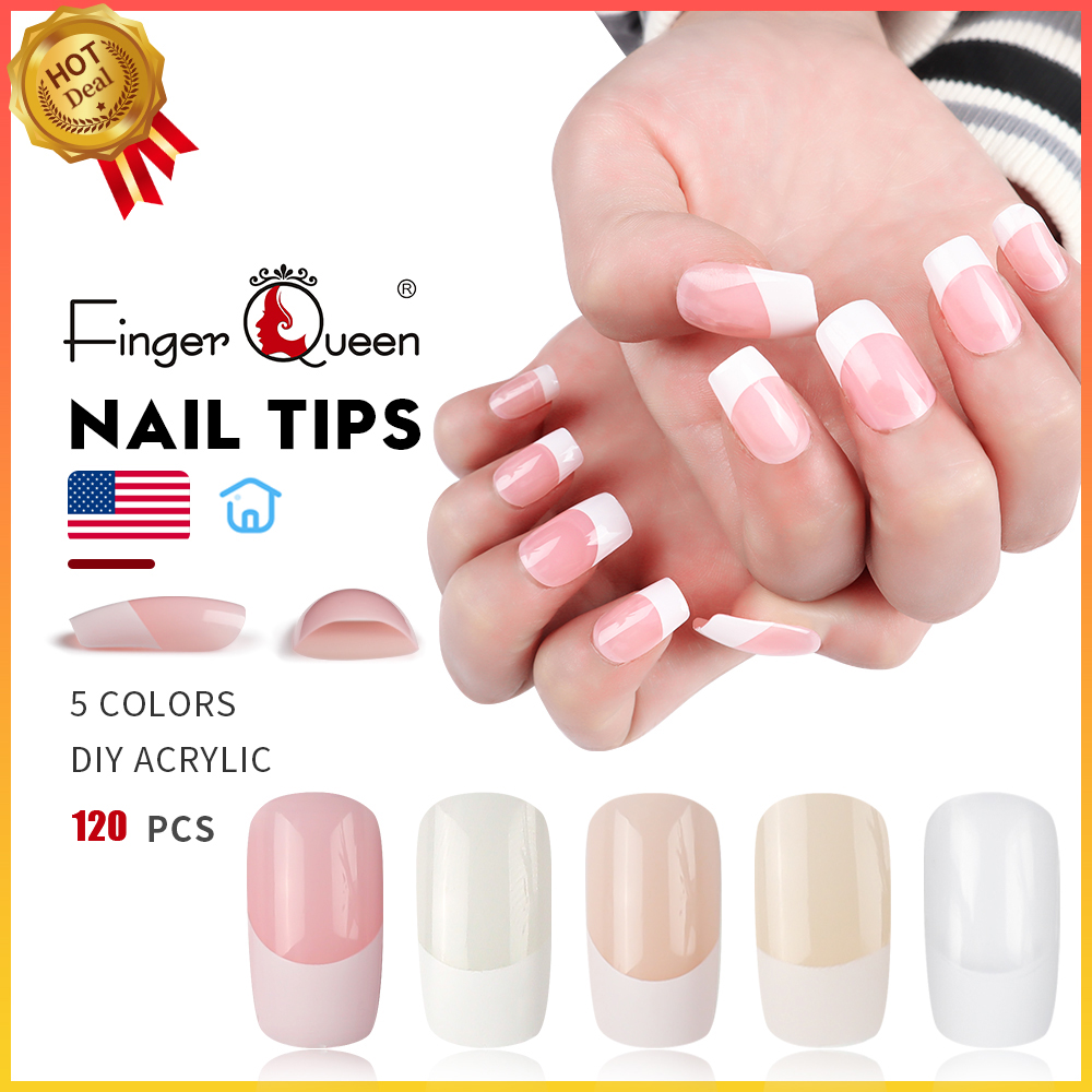 Buy Online French Nail Tips 100pcs Full Cover Sculpted Clear Short Square Headed Fake Nail Alitools