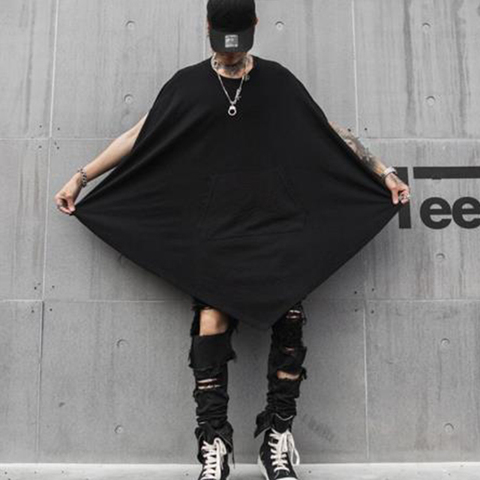 Nightclub DJ singer punk rock oversized long t-shirt stage costume gothic hip hop cloak man harajuku vintage cape streetwear ► Photo 1/6