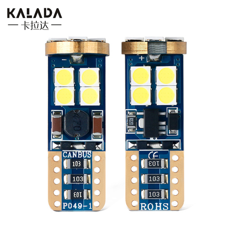 2x Non Polarity T10 Socket Canbus No Error 3030 Bulb Car Lamp Led Diode Bulb W5W 194 Vehicle License Plate Clearance Lights 12V ► Photo 1/6