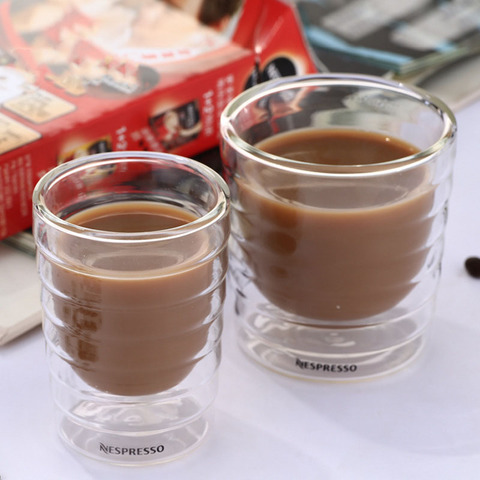 6Pcs/Set Coffee Cup Caneca Hand Double Wall Glass Tea Cups Whey Protein Canecas Nespresso Coffee espresso 85ml 150ml Thermal Cup ► Photo 1/6