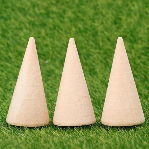 10pcs DIY Cone Unpainted Wooden Cone Shape Ornamnet Craft Accessories ► Photo 1/6