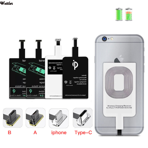 Qi Wireless Charger Receiver Support Micro USB Type C Fast Wireless Charging Adapter For iPhone 5 6 7 Android Induction Receiver ► Photo 1/6