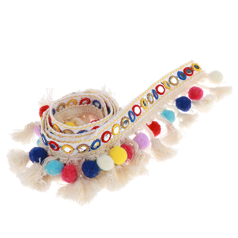 1 Yard Pompom Ball Fringe Tassels Braid Jacquard Ribbon Sewing Ornaments ► Photo 1/6
