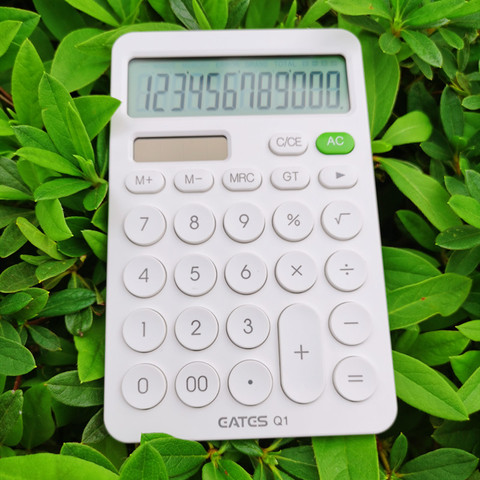 12 Digit Desk Calculator Large Buttons Financial Business Accounting Tool White Blue orange  big buttons battery and solar power ► Photo 1/6