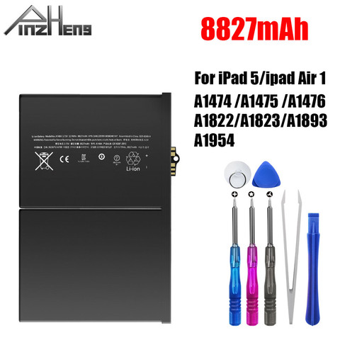 PINZHENG 8827mAh Tablet Battery For iPad 5 Air 1 Replacement Bateria A1474 A1475 A1476 A1822 A1823 A1893 A1954 Battery With Tool ► Photo 1/6