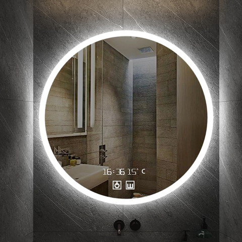 Round Smart Makeup Bathroom Mirror 3 Color Adjustable LED LIght Multifunction With Demist Bluetooth Brightness Sensory Switch ► Photo 1/6