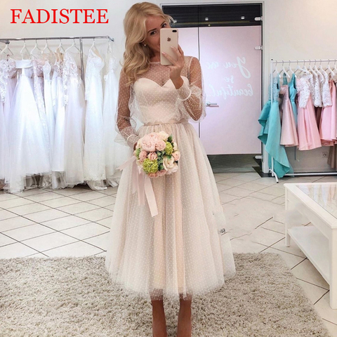 Lace point long sleeves communion dresses Evening Dress prom party Robe De Soiree longue Formal Dress simple robe de soiree lace ► Photo 1/4