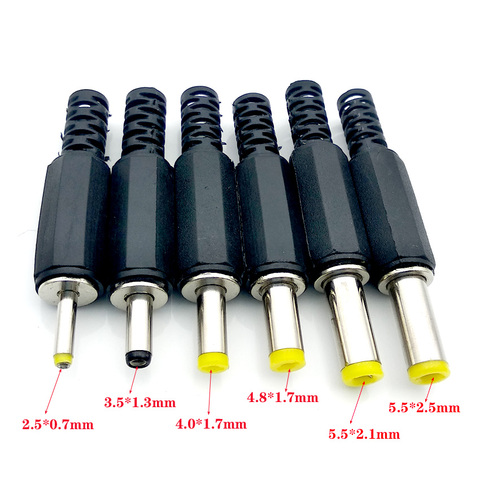 5PCS 2.5*0.7 3.5*1.3mm 4.0*1.7mm 4.8*1.7mm 5.5*2.1mm 5.5mm X 2.5mm Male Jack DC Power Plug Socket Jack Adapter Adaptor Connector ► Photo 1/6