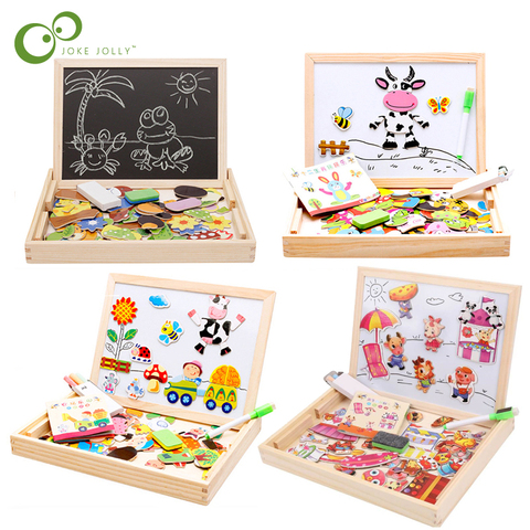 100+PCS Wooden Magnetic Puzzle Figure/Animals/ Vehicle /Circus Drawing Board 5 styles Box Educational Toys for Children Gift ZXH ► Photo 1/6