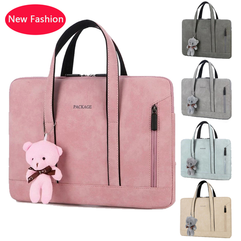 Laptop Bag 13 14 15 15.6 inch Handbag Women Notebook Bag For Macbook Pro Air 13 Case Xiaomi Asus PU Leather Luxury Computer Bag ► Photo 1/6