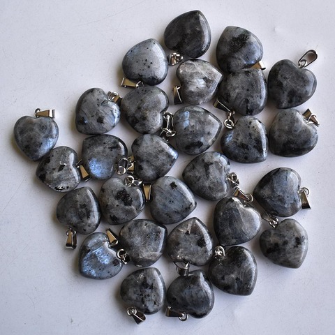 Wholesale 30pcs/lot fashion good quality natural Black Labrador stone heart charms pendants 16mm for jewelry accessories making ► Photo 1/6