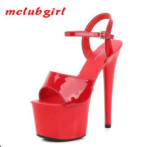 Mclubgirl Women Sexy Show Sandals 13 15 17 CM High Heels Sexy Platform Color Sandals Girls Shoe for Party Club Drop Sale LFD ► Photo 1/6