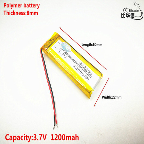 Good Qulity 3.7V,1200mAH,802260 Polymer lithium ion / Li-ion battery for TOY,POWER BANK,GPS,mp3,mp4 ► Photo 1/4