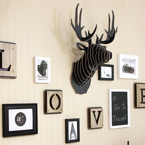 Dozzlor 3D Wooden Animal Deer Head Art Model Home Office Wall Hanging Decoration Storage Holders Racks Gift Craft  Home Decor ► Photo 1/6