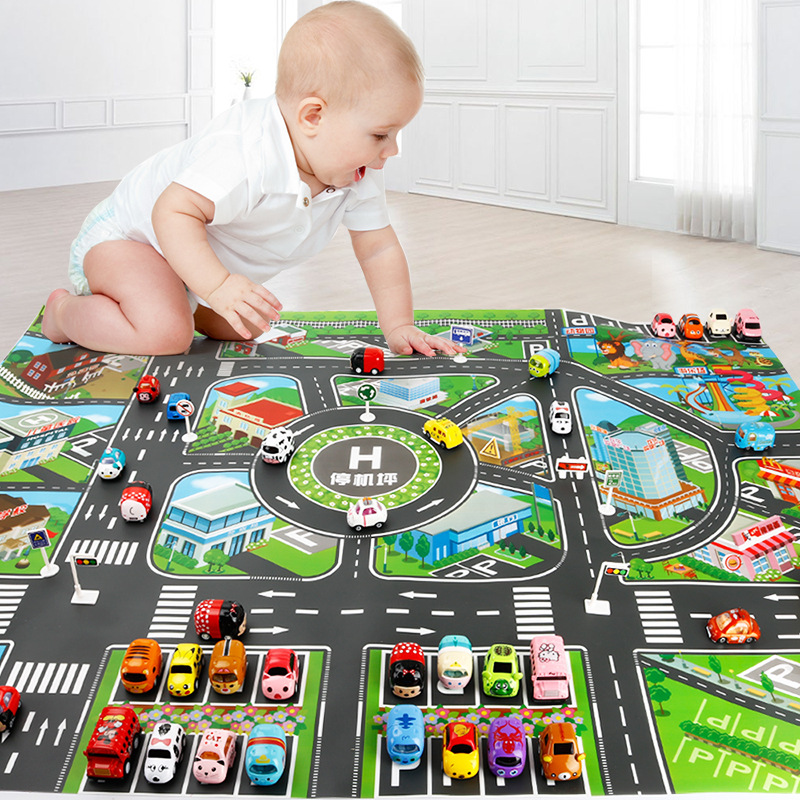 Baby Traffic Route City Road Carpets Play Mat Educational Crawling Map Pad 