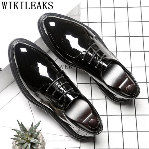 Men Shoes Lace Up Patent Leather Shoes Men Formal Mariage Wedding Dress Shoes Men Oxford Shoes For Men Zapatos Hombre Vestir ► Photo 1/6