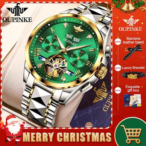 Luxury Men Watches Automatic Sapphire Green Watch Men Tungsten steel Waterproof Business Sport Mechanical Wristwatch OUPINKE ► Photo 1/6