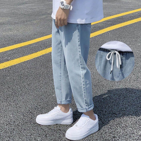 Wide-leg straight jeans men women fall winter loose casual rope trousers male students Korean all-match pants trend streetwear ► Photo 1/6