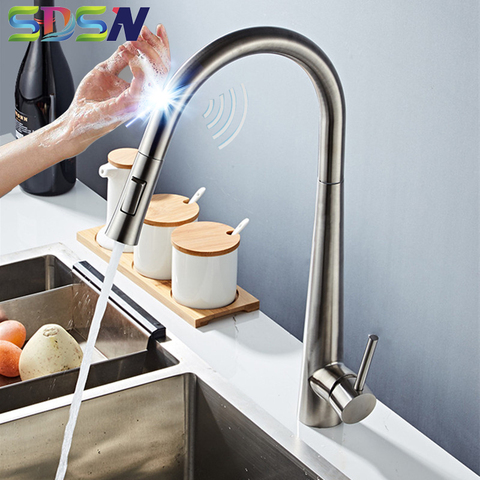 Brushed Kitchen Faucet SDSN Smart Touch Kitchen Faucets Pull Out Kitchen Mixer Tap 304 Stainless Steel Sensor Kitchen Faucets ► Photo 1/6