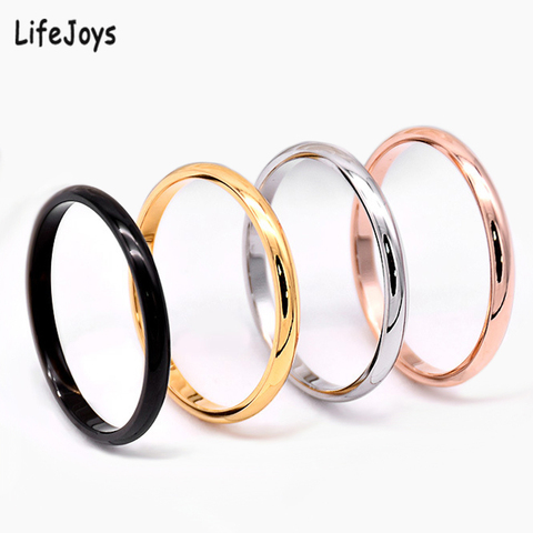 2mm Stainless Steel Thin Ring Rose Gold Black For Women Men Minimalist Ring Jewelry Party Simple Fashion Gift Size 3 To 10 ► Photo 1/6
