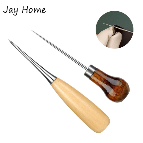 2/1Pcs Wood Handle Leather Sewing Awl Drillable Awl Pins Punching Hole Maker Stitching Tools DIY Leather Craft Sewing Supplies ► Photo 1/6