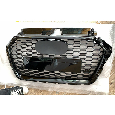 For RS3 Style Front Sport Hex Mesh Honeycomb Hood Grill Gloss Black for Audi A3/S3 8V 2017-2022 car accessories ► Photo 1/6