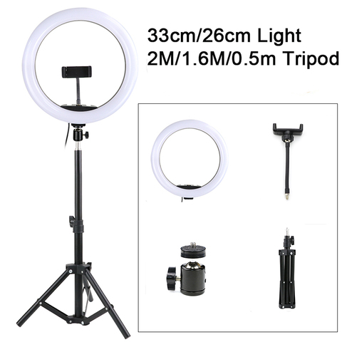 33CM 26CM LED Selfie Ring Light Photography light Warm Cold Lamp With Tripod 2m 1.6m Dimmable USB Ringlight For TikTok Youtube ► Photo 1/6