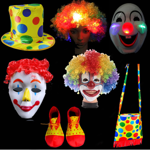 Funny Clown Hat Hair Wig Mask Shoes Bag Circus Clown  Wear Cosplay Props Party Dress  Birthday Halloween Costume Props ► Photo 1/4