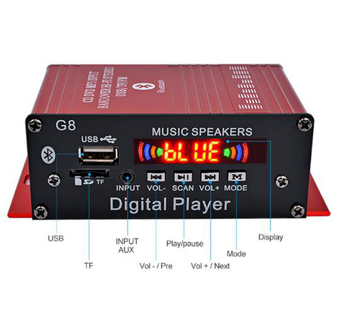 G8 Car 12V 200W 4 Channel Digital Power Amplifier Stereo bluetooth AUX FM MP3 ► Photo 1/6