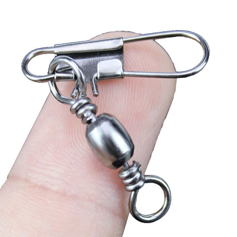 50Pcs Stainless Steel Swivels Fishing Connector Pin Bearing Swivel with Snap Fishhook Line Lure Connectors Tackle Accessories ► Photo 1/1