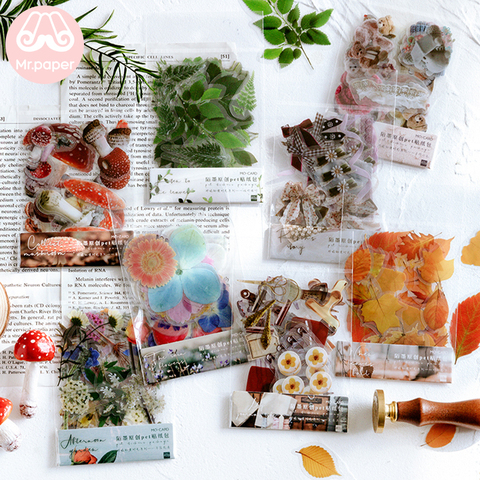 Mr.paper 40Pcs/bag Plant Flower Mushroom Ginkgo Pet Deco Diary Stickers Scrapbooking Planner Decorative Stationery Stickers ► Photo 1/5