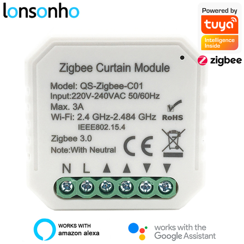 Lonsonho Tuya Smart Zigbee Curtain Switch Module For Blind Motor Support Zigbee2MQTT Alexa Google Home Assistant Smart Home Life ► Photo 1/6