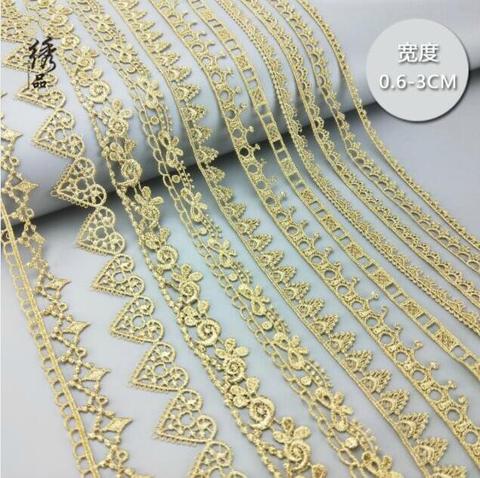 2 Yards High quality pretty gold lace trim braid lace fabric DIY garment accessories skirt cutout embroidery lace trim ► Photo 1/5