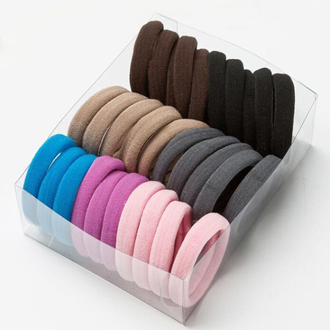 30Pcs Women Girls High Elasticity 4cm Medium Thick Rolled Towel Hair Rope Candy Solid Color Rubber Band Ring Ponytail Holder ► Photo 1/6