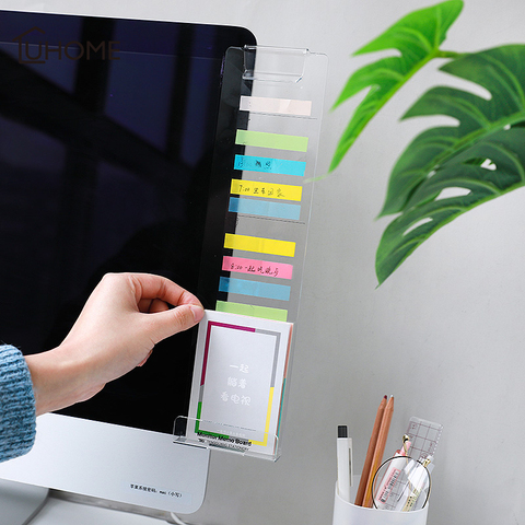 Creative Acrylic Monitor Message Memo Board for Sticky Notes Transparent Name Card Phone Holder Desktop Storage Rack ► Photo 1/6