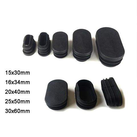 5/10/20pcs Oval Oblong Rectangle Plastic Black Blanking End Cap Tube Pipe Inserts Plug Bung ► Photo 1/5